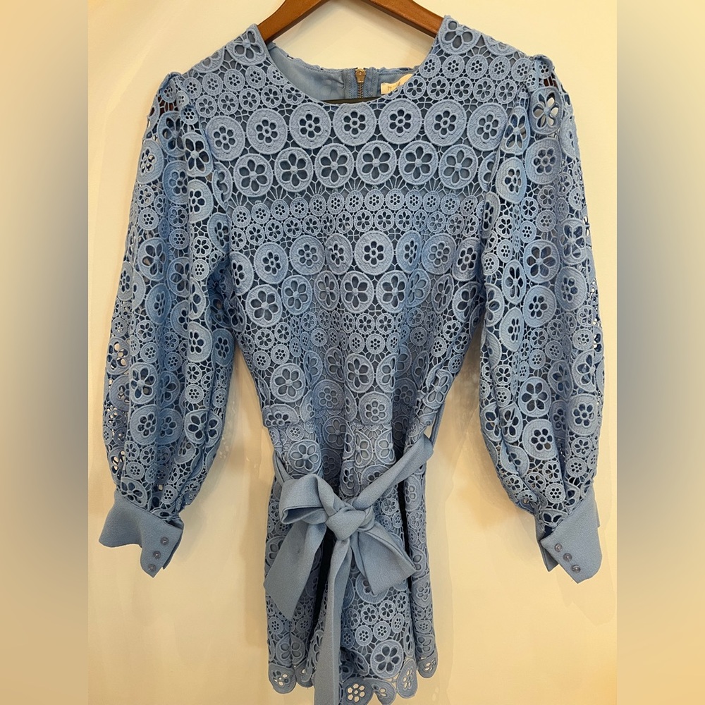 Maje guipure lace playsuit in blue